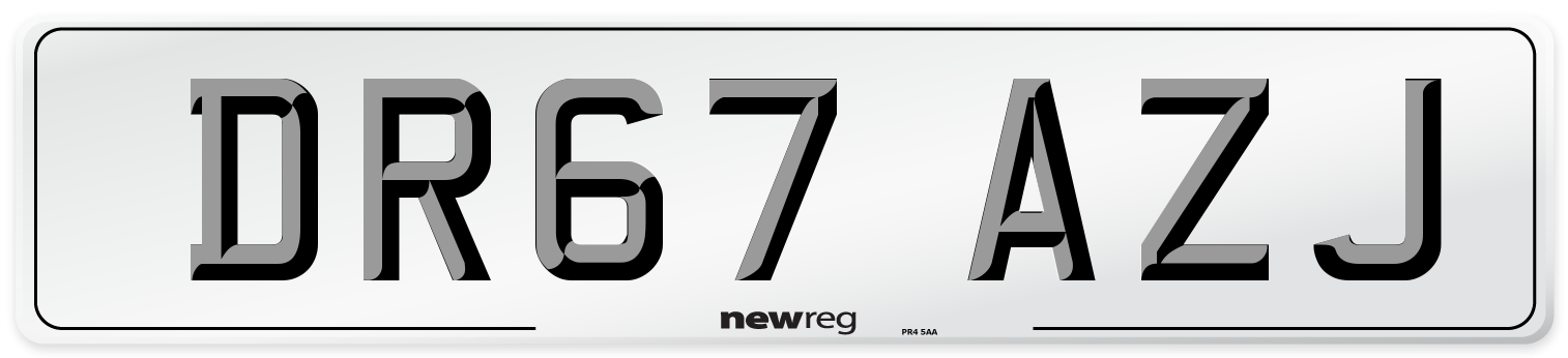 DR67 AZJ Number Plate from New Reg